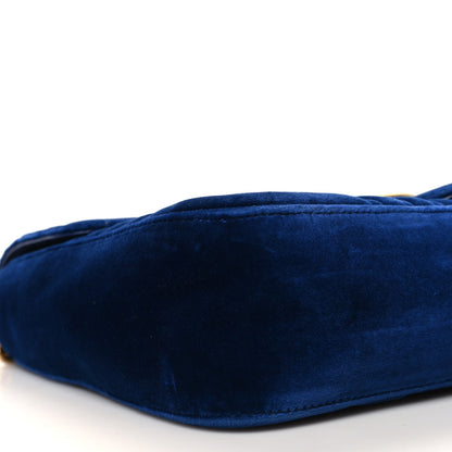 Gucci Velvet Matelasse Medium GG Marmont Shoulder Bag Cobalt Blue 9 of 11