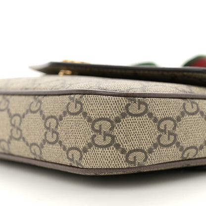 Gucci GG Supreme Monogram Textured Dollar Calfskin Web Mini Ophidia Envelope Shoulder Bag Beige Ebony New Acero 10 of 10