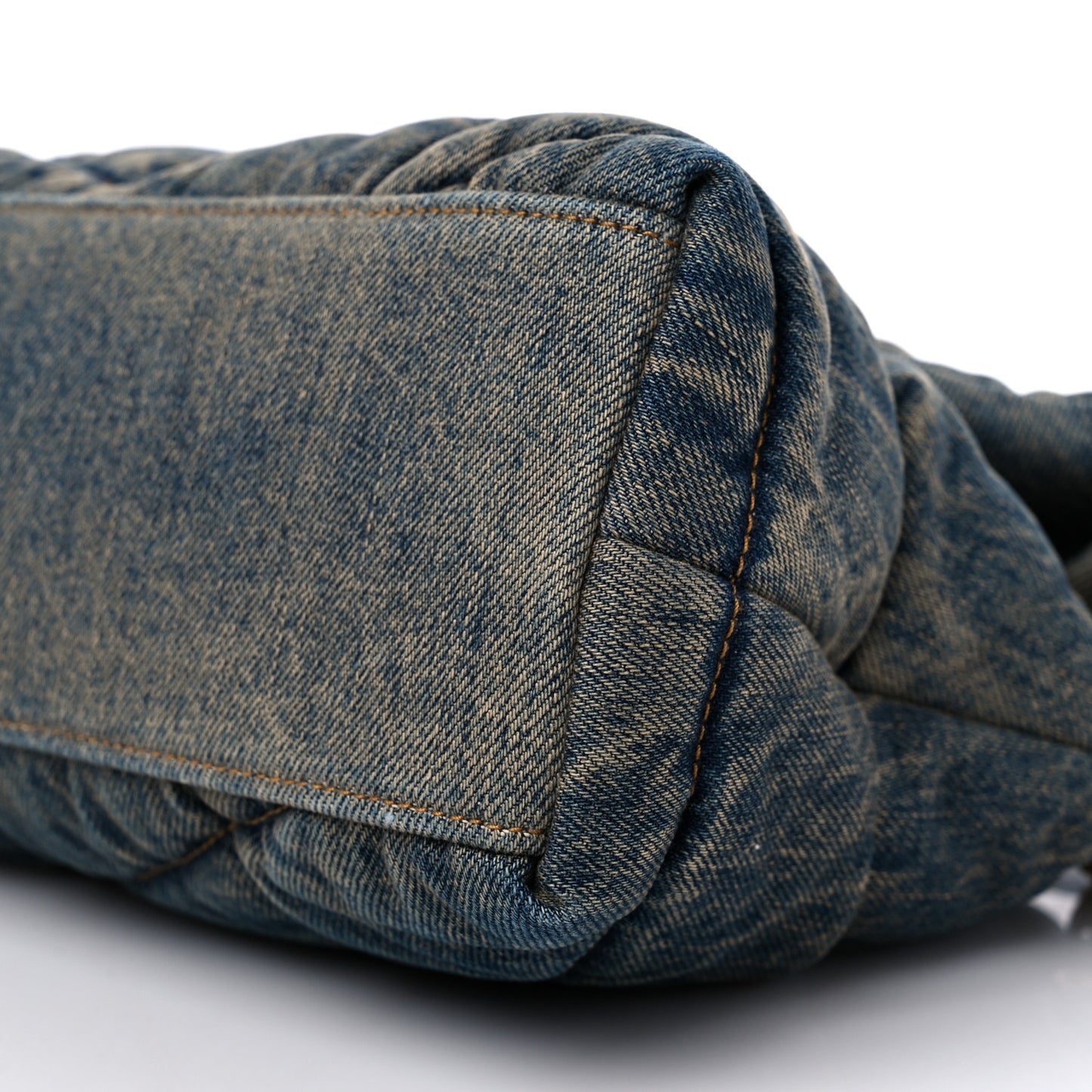 Denim Quilted Small Loulou Puffer Monogram Chain Satchel Rodeo Blue