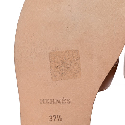 Hermes Box Calfskin Oran Sandals 37.5 Gold 9 of 14