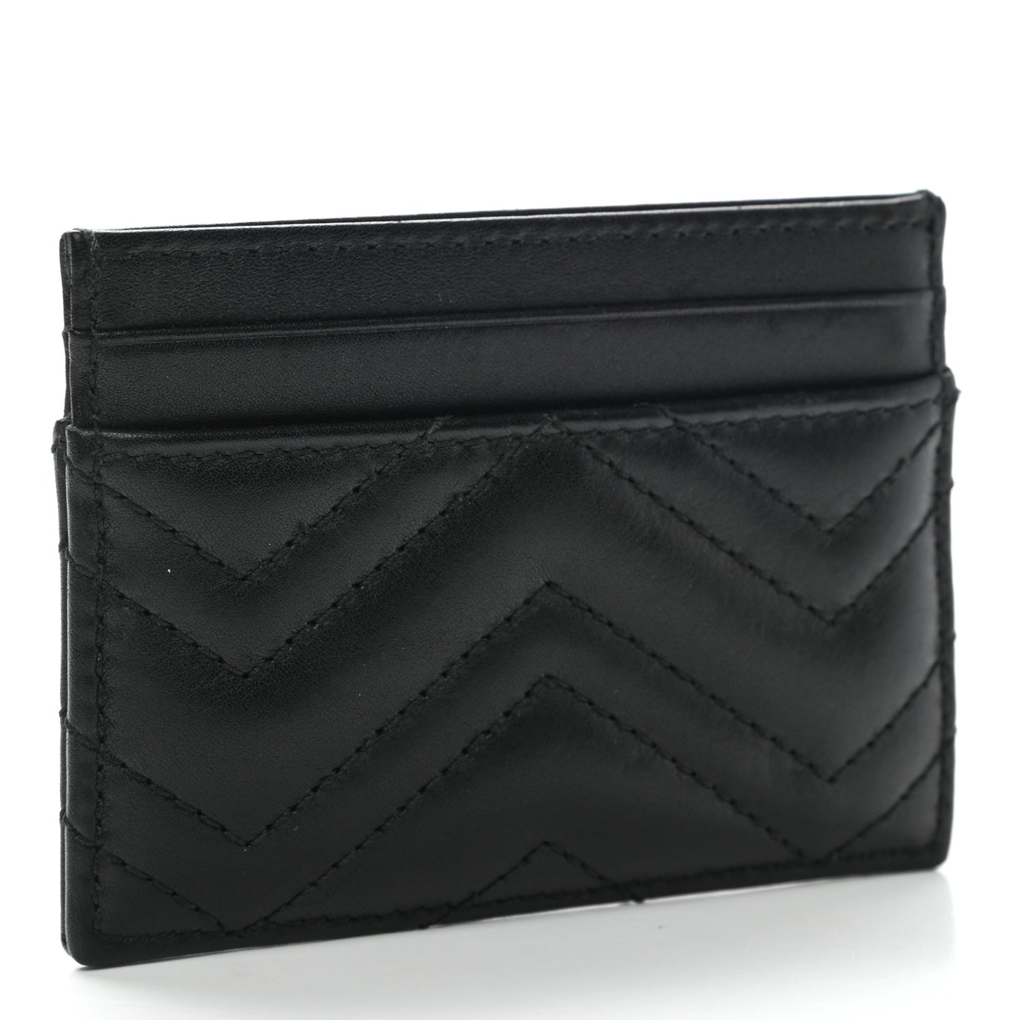Calfskin Matelasse GG Marmont Card Holder Black
