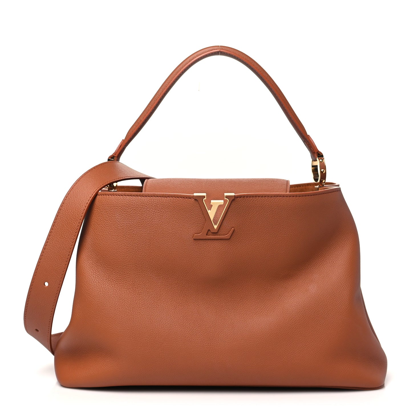 Smooth Grained Calfskin Capucines GM Souple Cognac