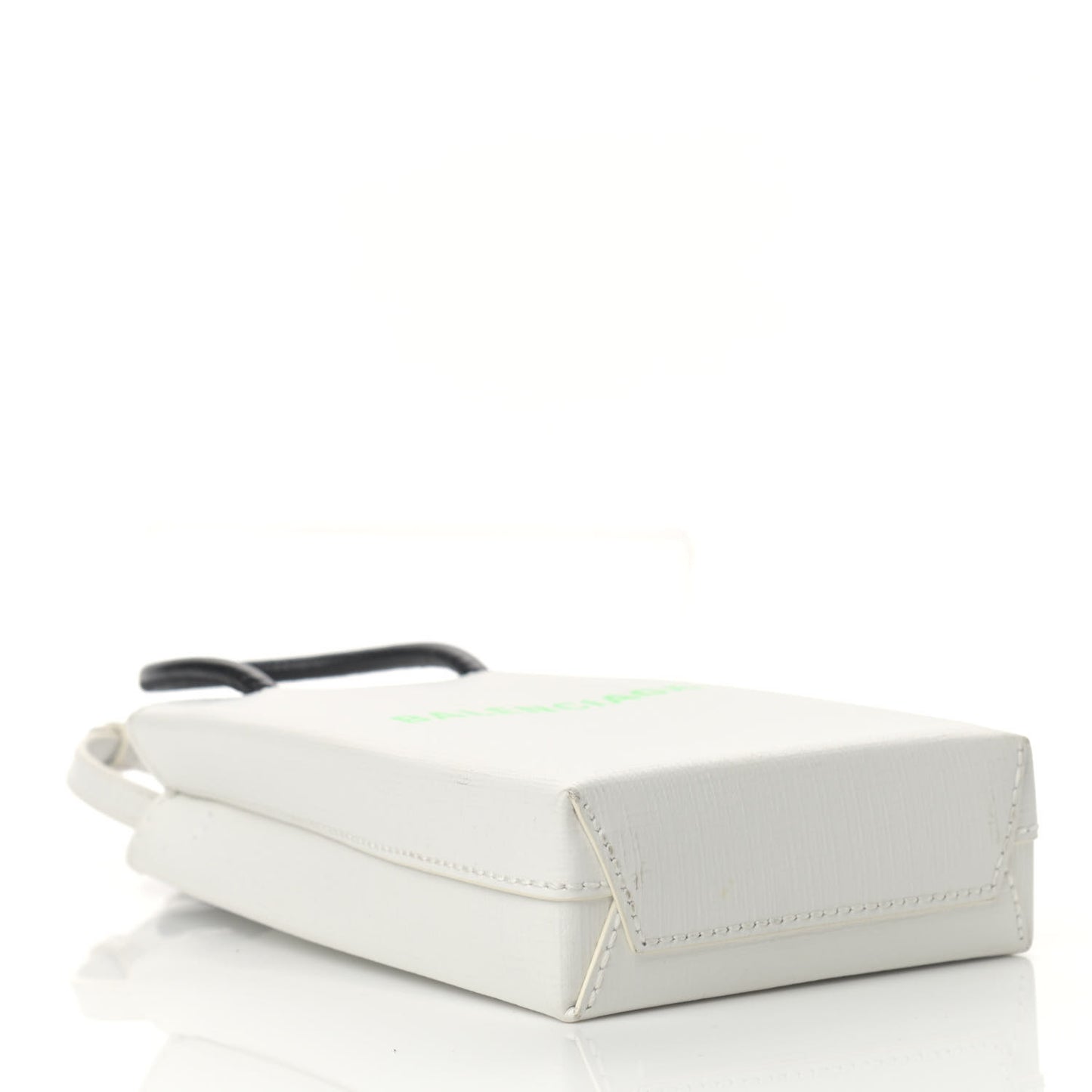 Squared Calfskin Logo Shopping Phone Holder Bag White Light Green