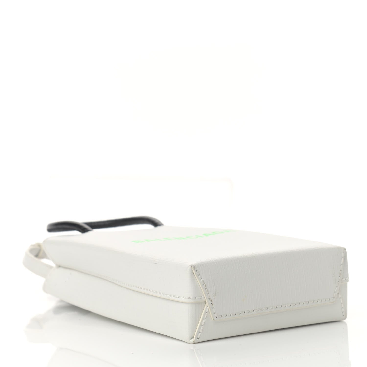 Balenciaga Squared Calfskin Logo Shopping Phone Holder Bag White Light Green 4 of 10
