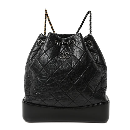 Chanel Aged Calfskin Quilted Gabrielle Backpack Black Black 1 of 10