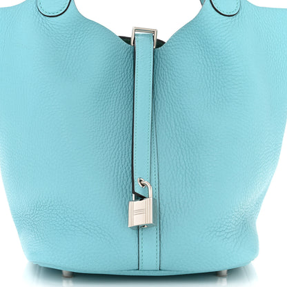 Hermes Taurillon Clemence Picotin Lock 22 MM Bleu Atoll 8 of 11