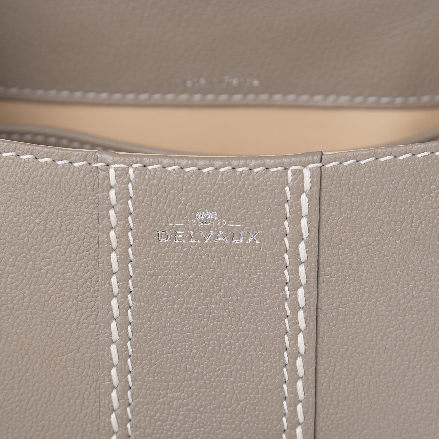 Delvaux Grained Rodeo Calfskin Surpique Mini Brillant Satchel Tourterelle Ivory 6 of 11