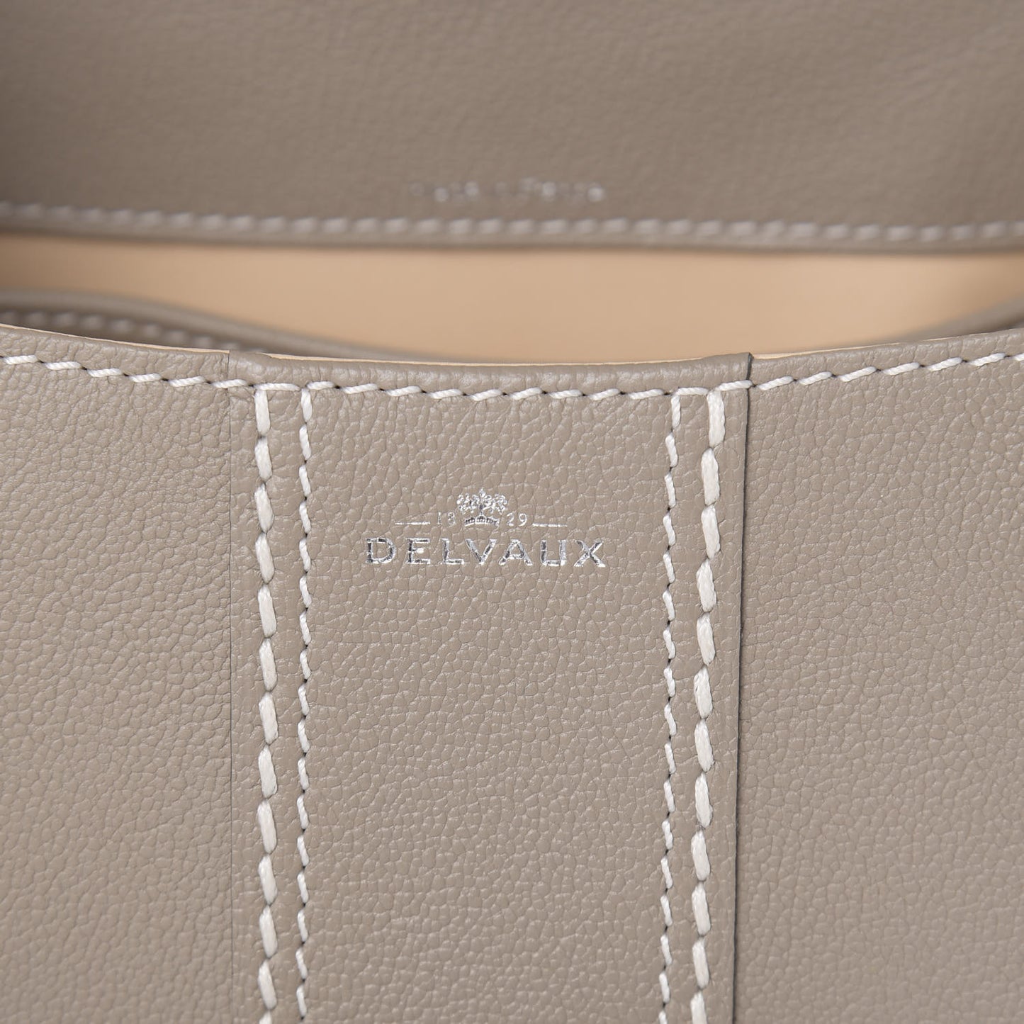 Grained Rodeo Calfskin Surpique Mini Brillant Satchel Tourterelle Ivory