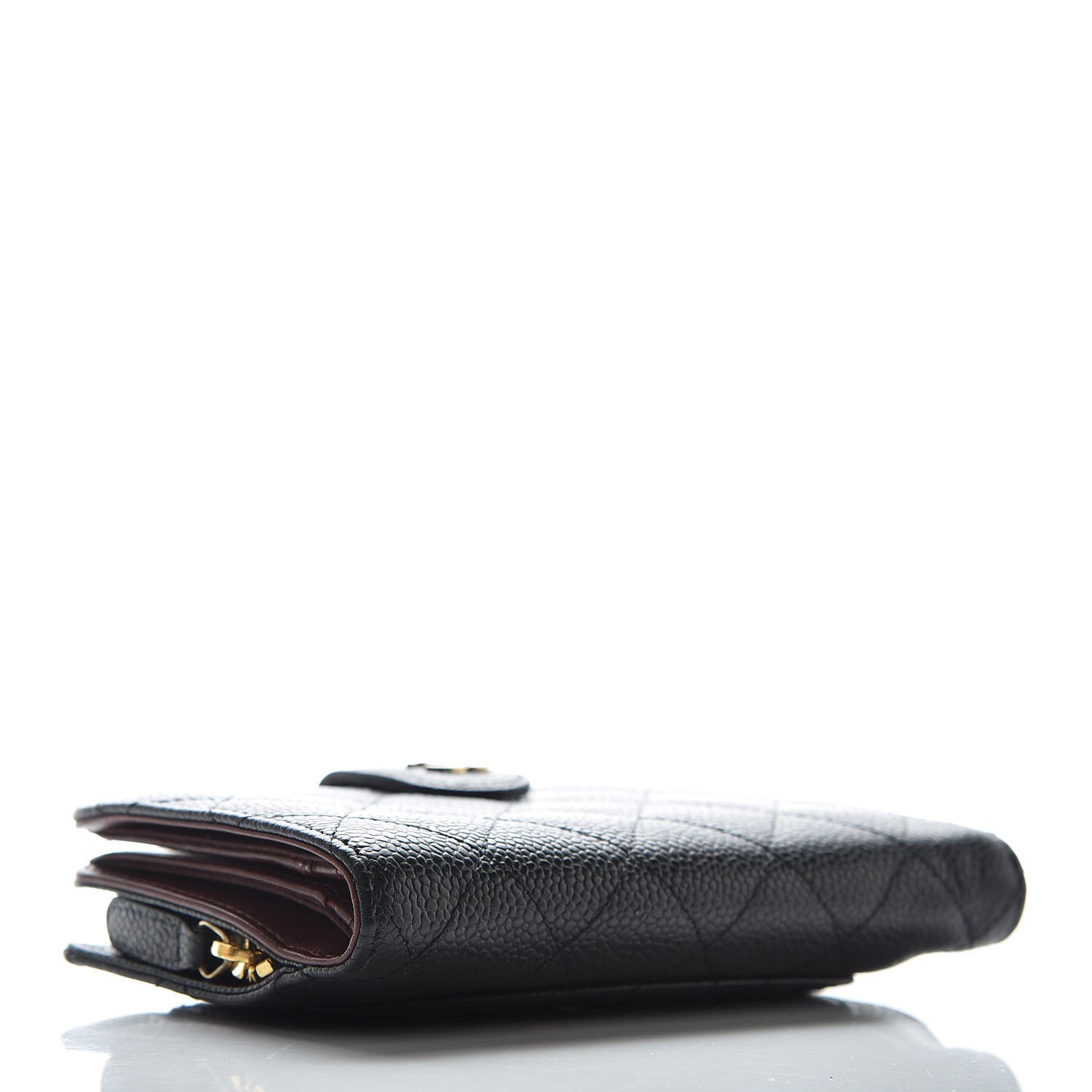 Caviar Quilted Zipped Pocket Wallet Black