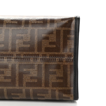 Fendi Glazed Fabric Vitello Century FF 1974 Stamp Patch Medium Peekaboo Defender Cover Mogano Panna Black 10 of 11