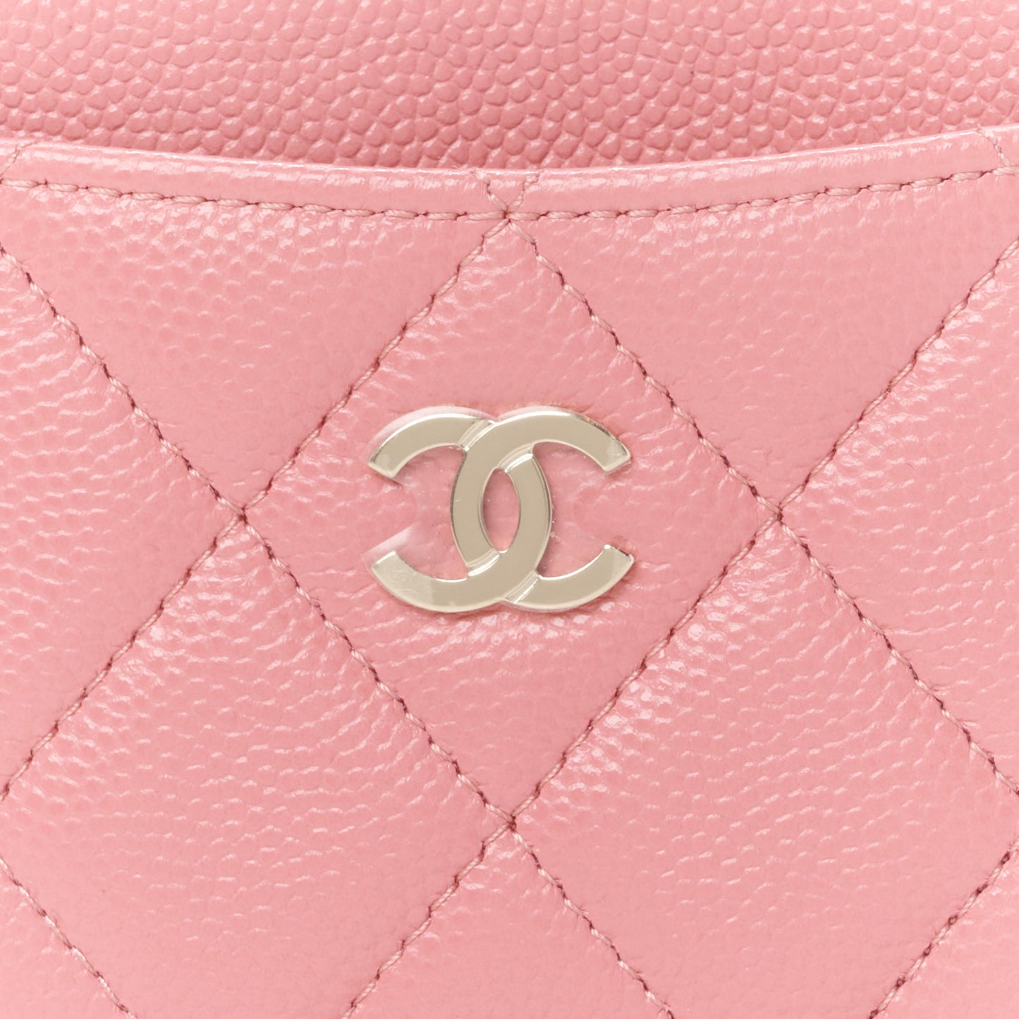 Caviar Quilted Card Holder Dark Pink
