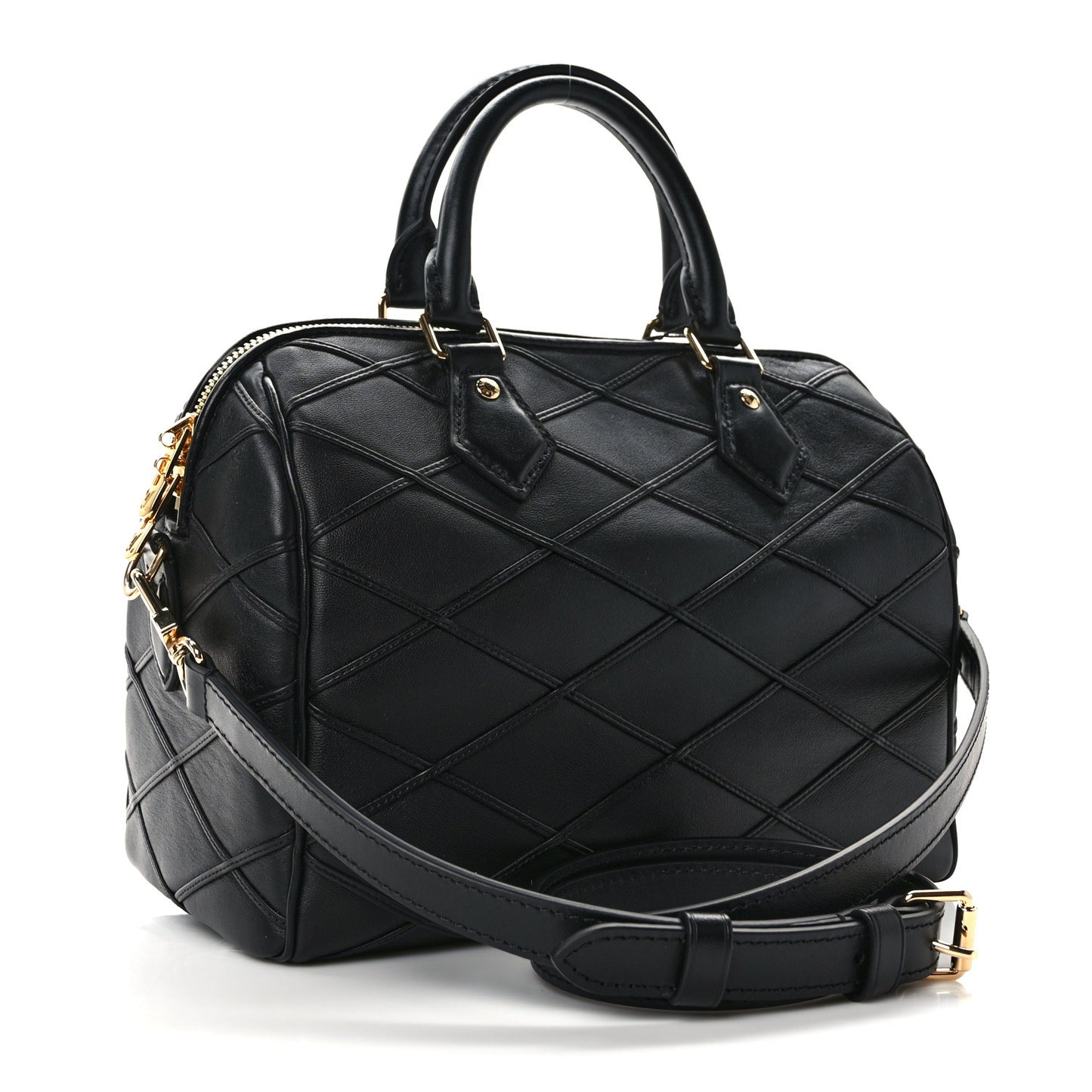 Lambskin Malletage Speedy Bandouliere 25 Black
