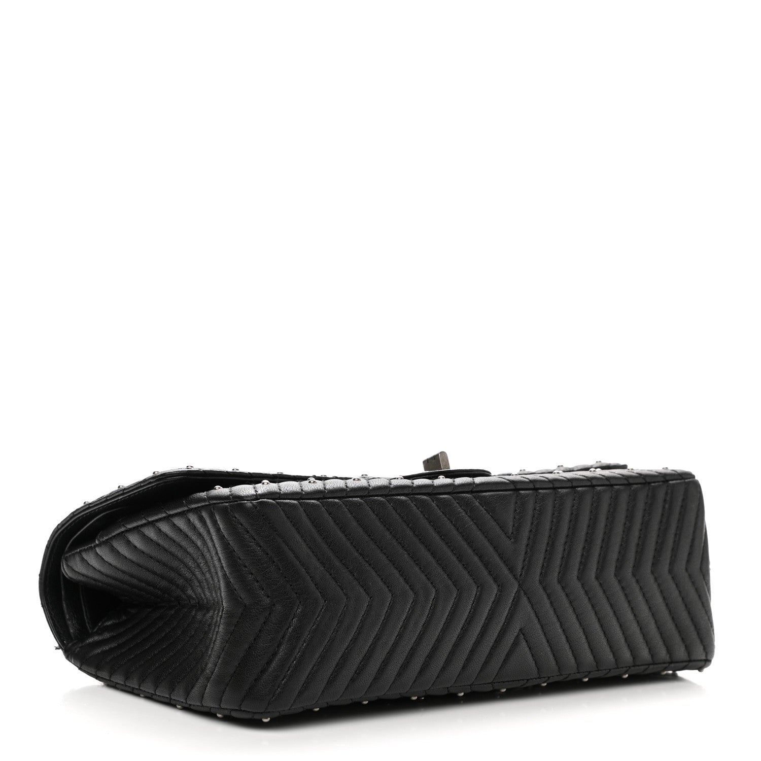 Chanel Sheepskin Chevron Quilted Studded 2.55 Reissue 226 Flap Black 4 of 15