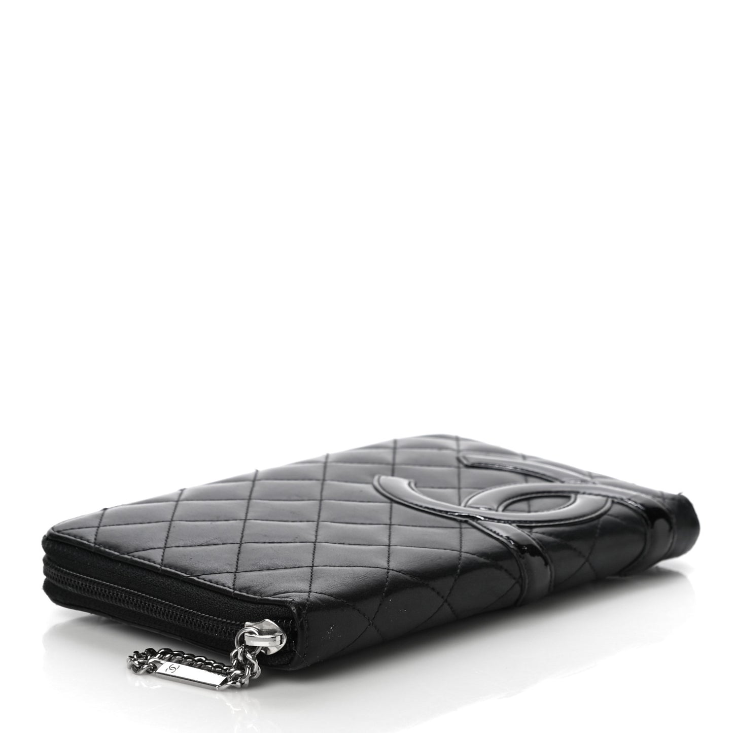 Calfskin Cambon Zip Around Organizer Wallet Black