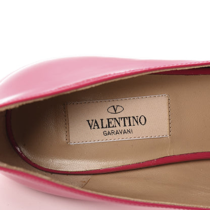 Valentino Garavani Patent Couture Bow Peep Toe Low Heel Pumps 38 Pink 8 of 9
