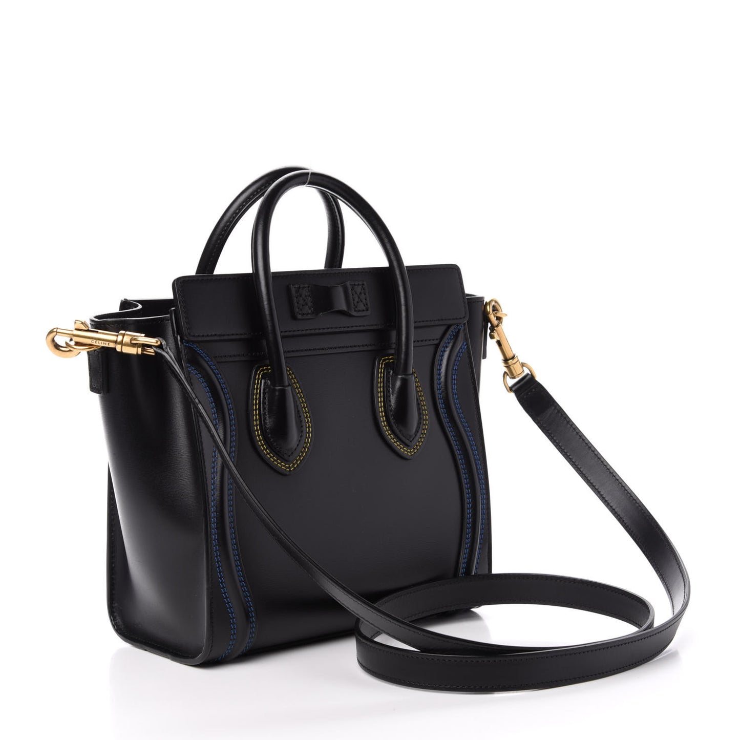 Smooth Calfskin Multicolor Double Stitching Nano Luggage Black