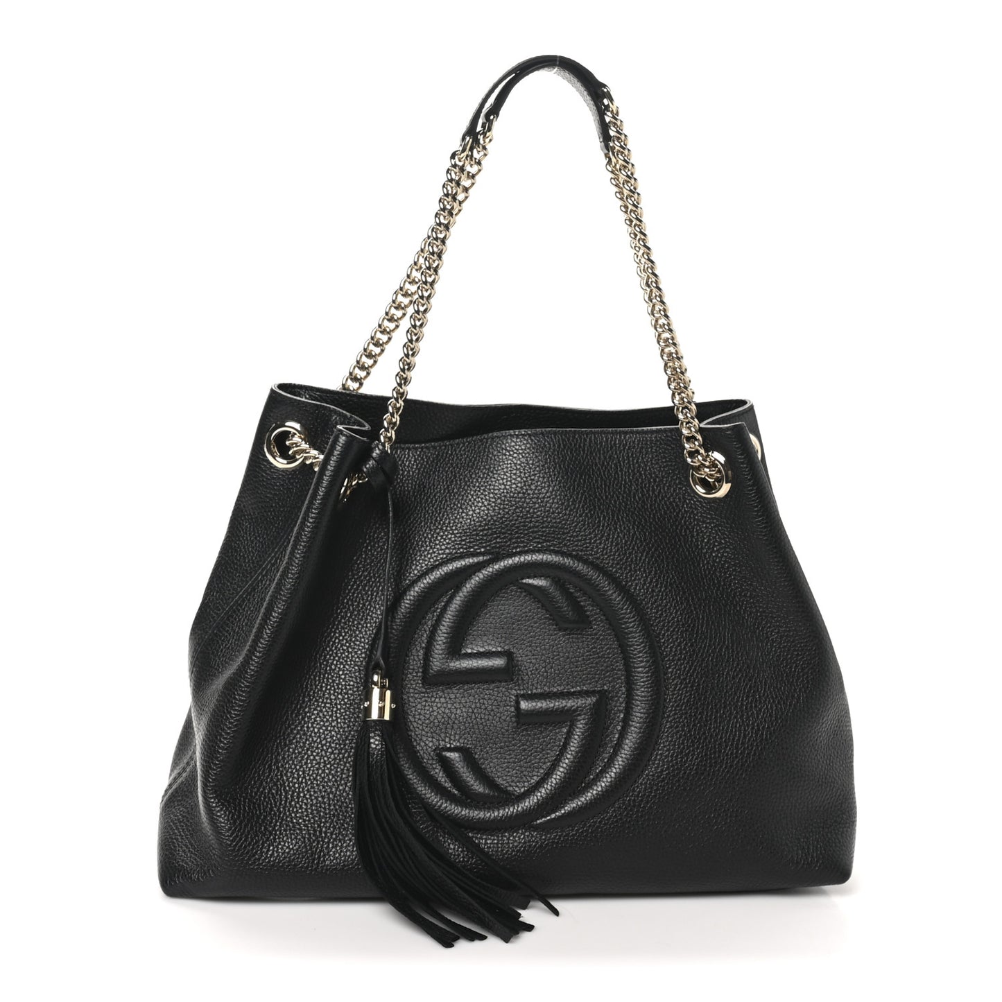 Pebbled Calfskin Medium Soho Chain Shoulder Bag Black