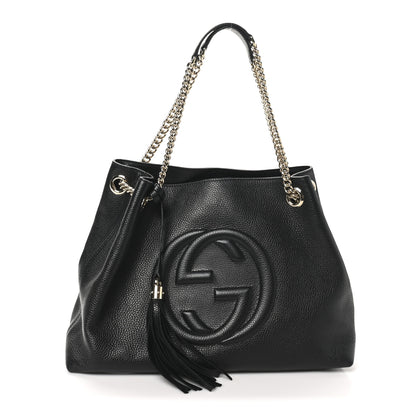 Gucci Pebbled Calfskin Medium Soho Chain Shoulder Bag Black 1 of 10
