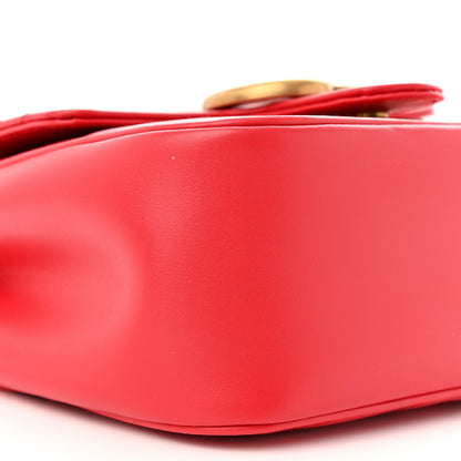 Gucci Calfskin Matelasse Mini GG Marmont Square Shoulder Bag Hibiscus Red 9 of 12