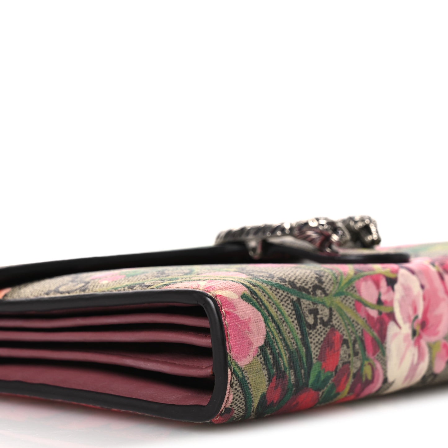GG Supreme Monogram Blooms Mini Dionysus Chain Wallet Beige Multicolor Dry Rose