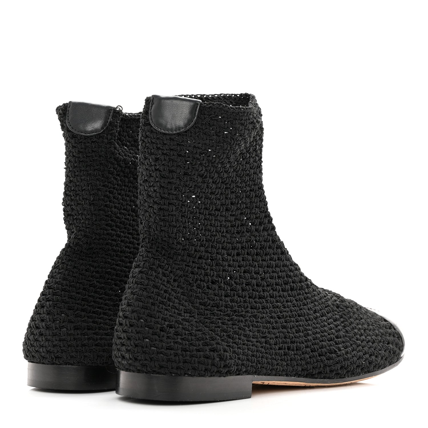 Chanel Crochet Patent Cap Toe Short Ankle Boots 35 Black 4 of 11