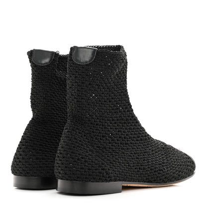 Chanel Crochet Patent Cap Toe Short Ankle Boots 35 Black 4 of 11
