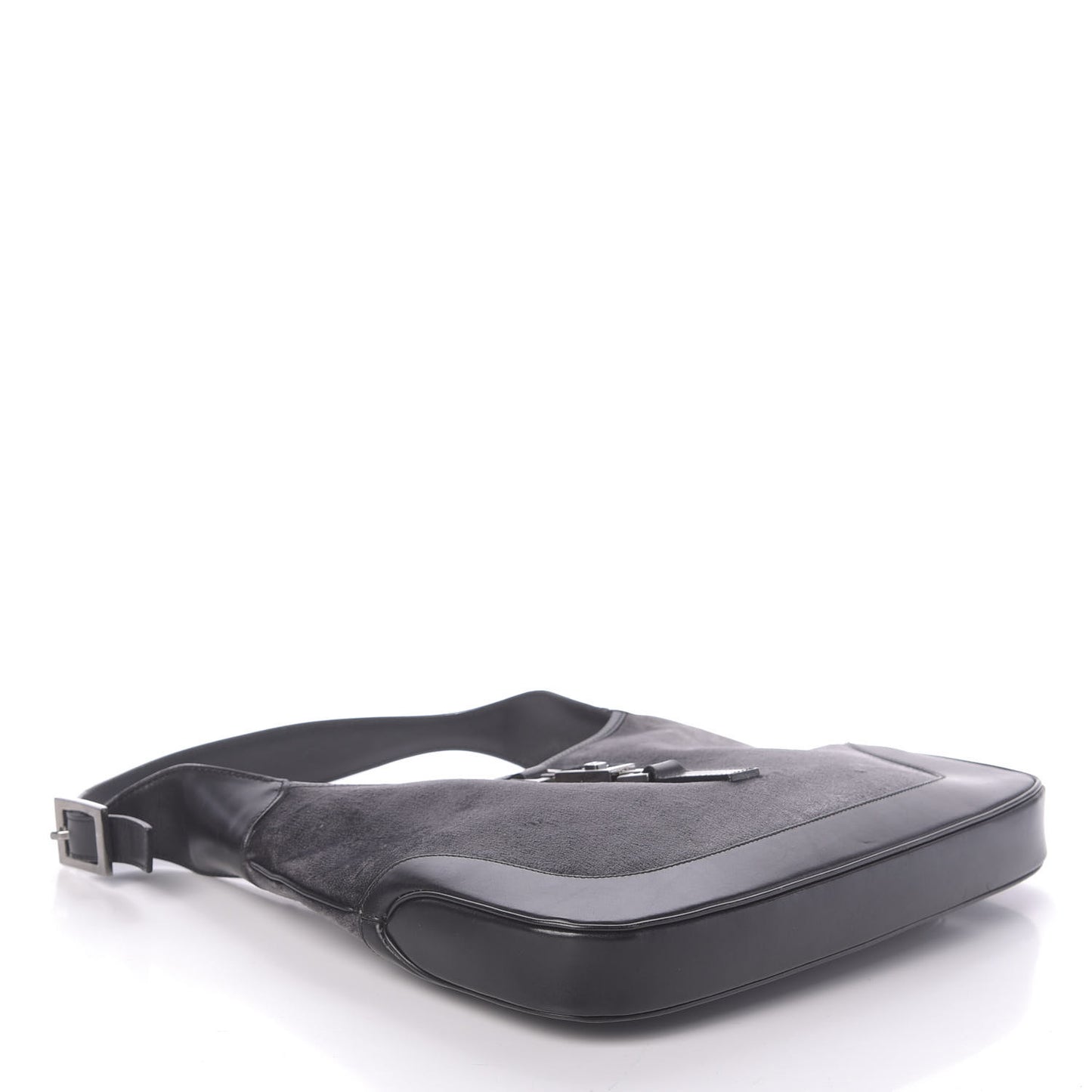 Velvet Calfskin Jackie O Hobo Grey Black