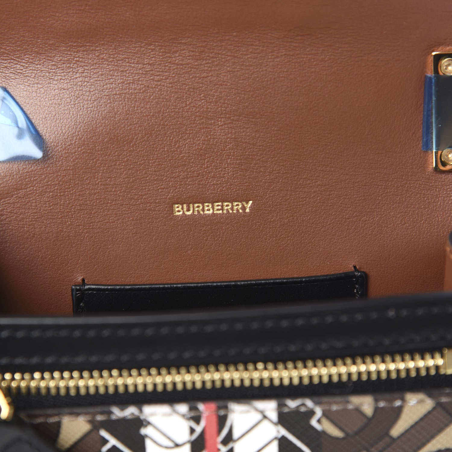 Burberry E-Canvas Monogram Stripe Robin Bag Bridle Brown 6 of 8