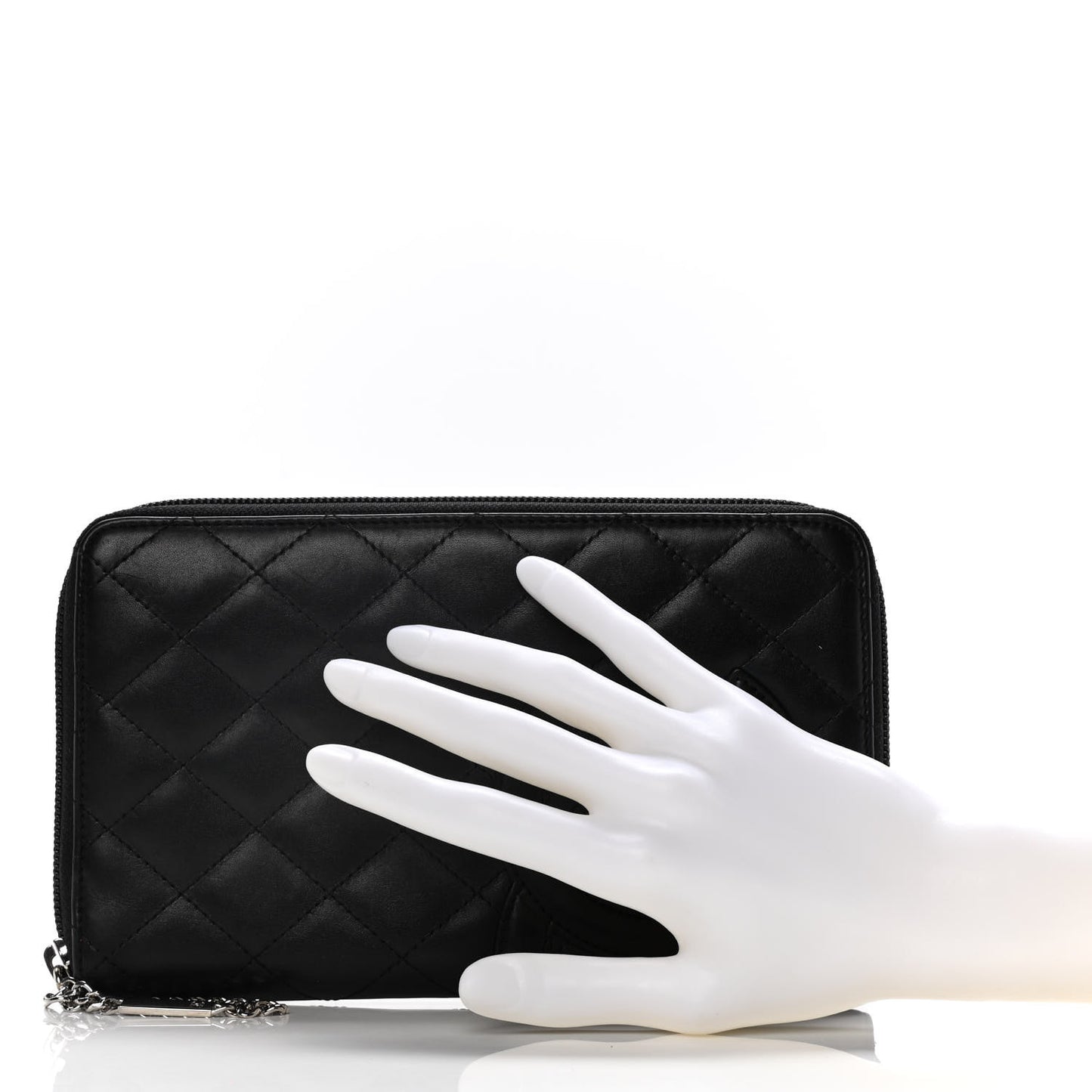 Calfskin Cambon Zip Around Organizer Wallet Black