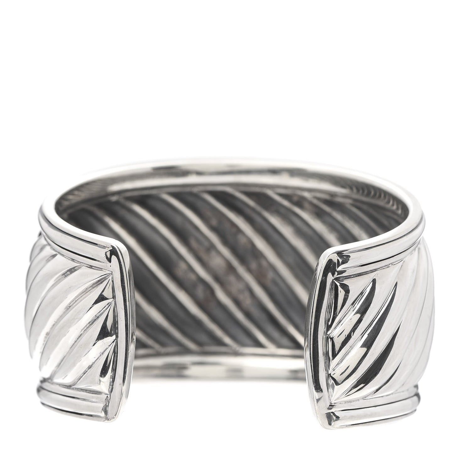 Sterling Silver Diamond 41mm Sculpted Cable Cuff Bracelet