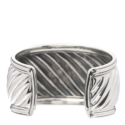 David Yurman Sterling Silver Diamond 41mm Sculpted Cable Cuff Bracelet 3 of 4