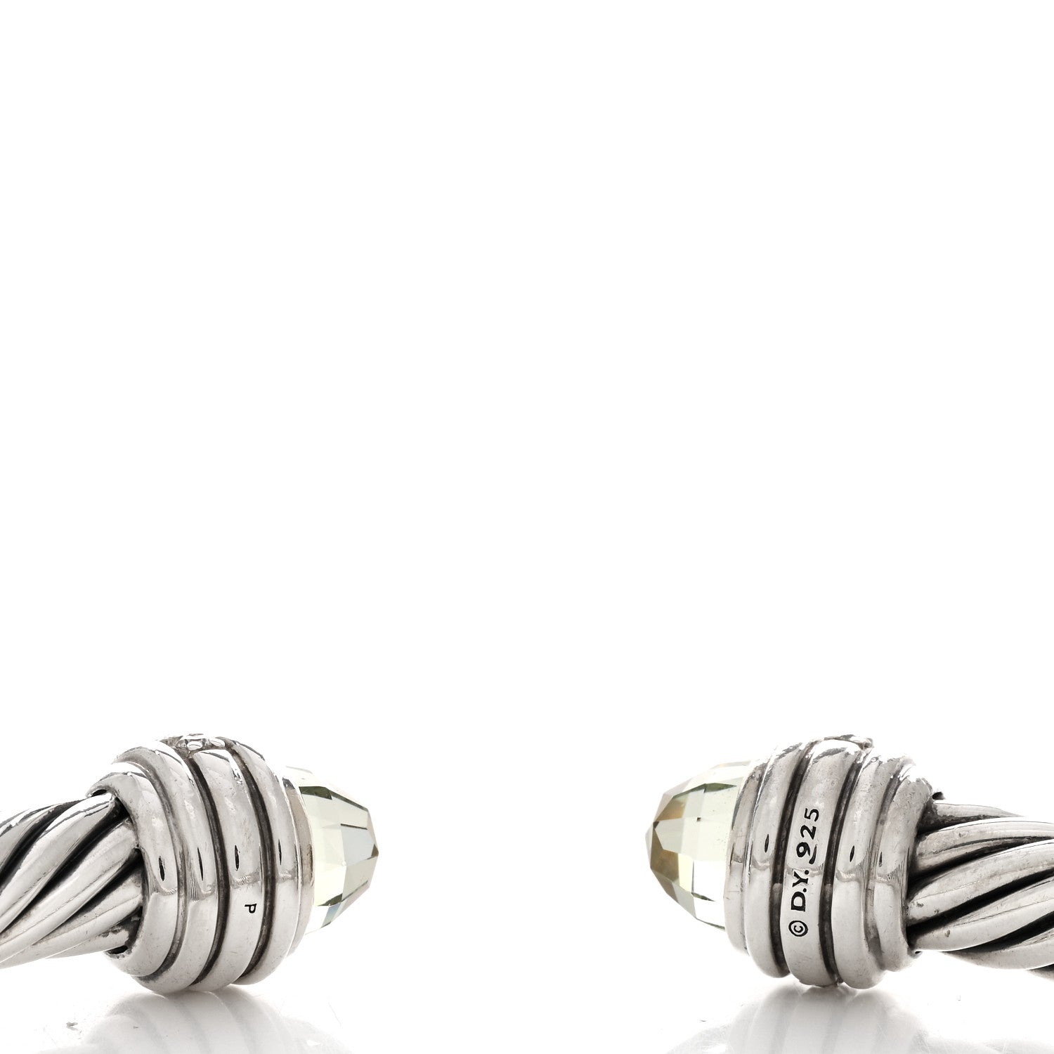 David Yurman Sterling Silver Diamond Prasiolite 7mm Cable Classics Bracelet 3 of 3