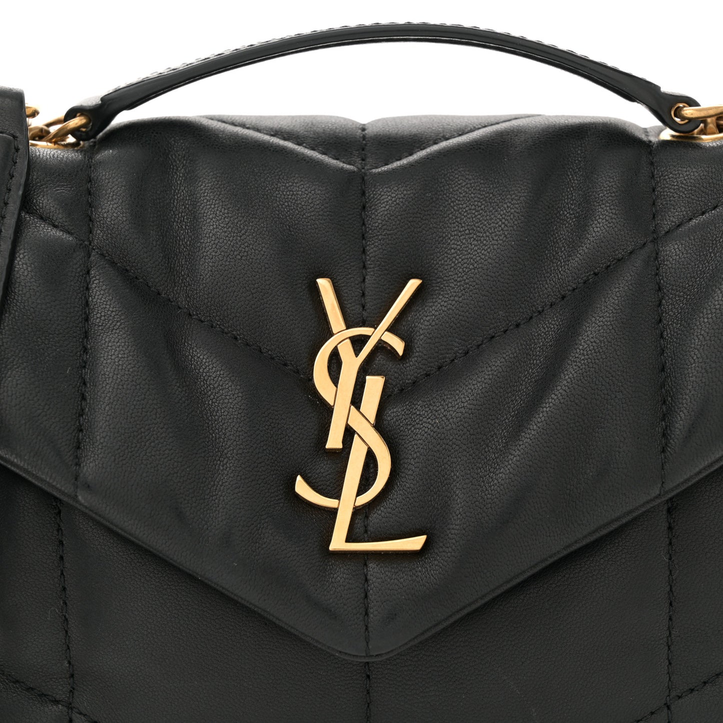 Lambskin Quilted Toy Loulou Puffer Monogram Chain Satchel Black
