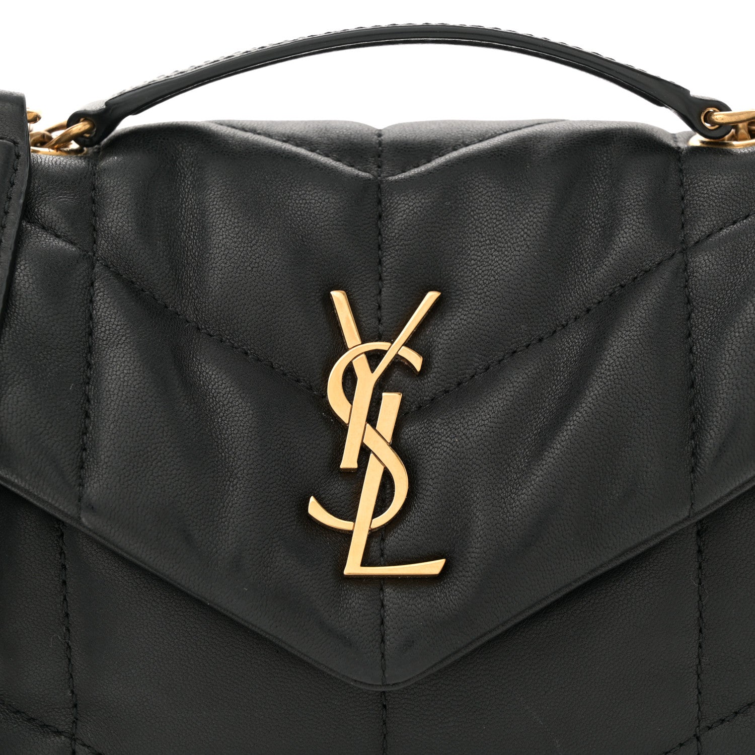 Saint Laurent Lambskin Quilted Toy Loulou Puffer Monogram Chain Satchel Black 8 of 10