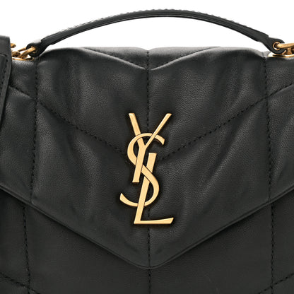 Saint Laurent Lambskin Quilted Toy Loulou Puffer Monogram Chain Satchel Black 8 of 10