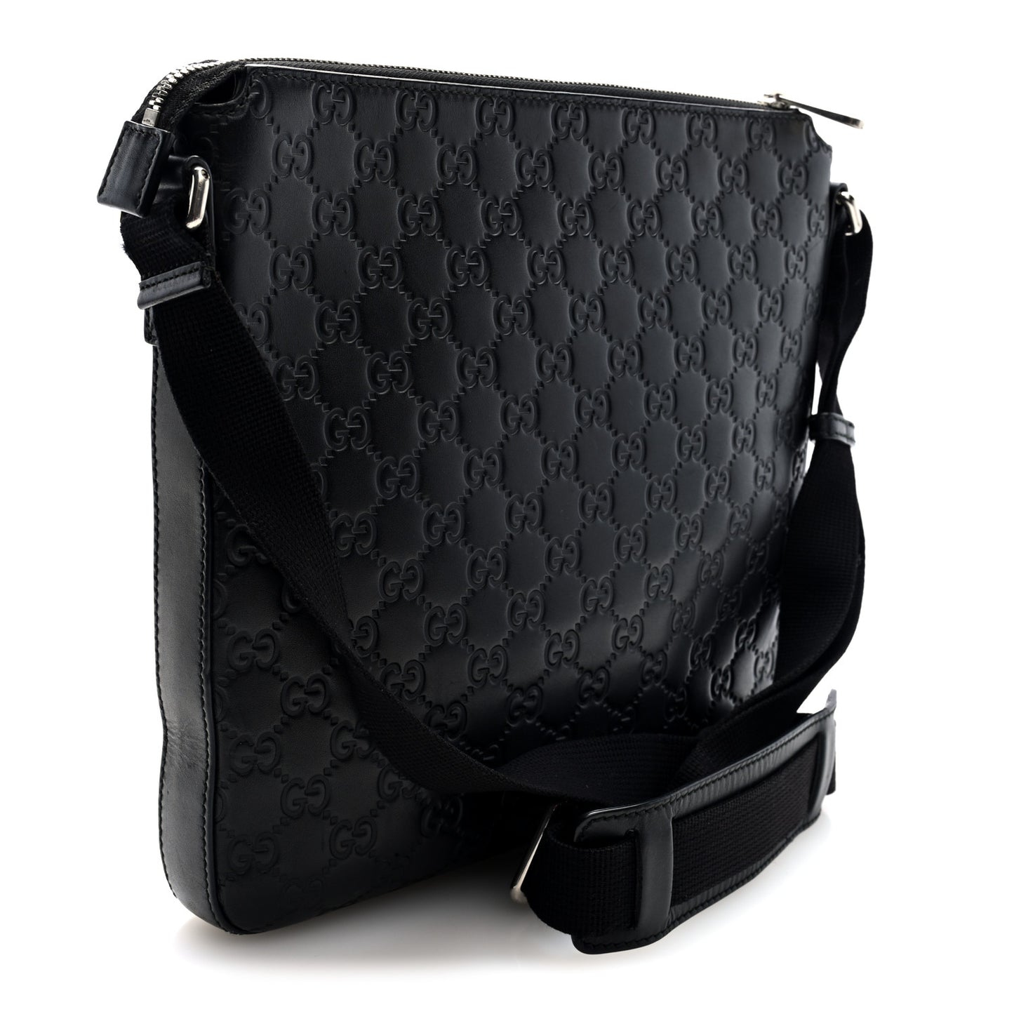 Guccissima Signature Medium Flat Messenger Bag Black