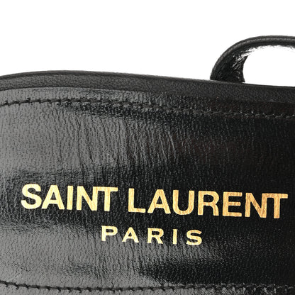 Saint Laurent Calfskin Cotton Paisley Print Flat Sandals 37.5 Black 7 of 9
