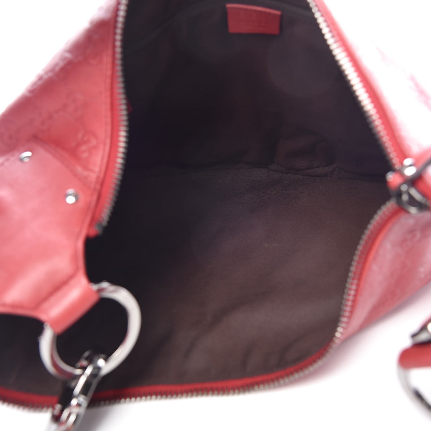Guccissima Half Moon Bamboo Ring Hobo Red