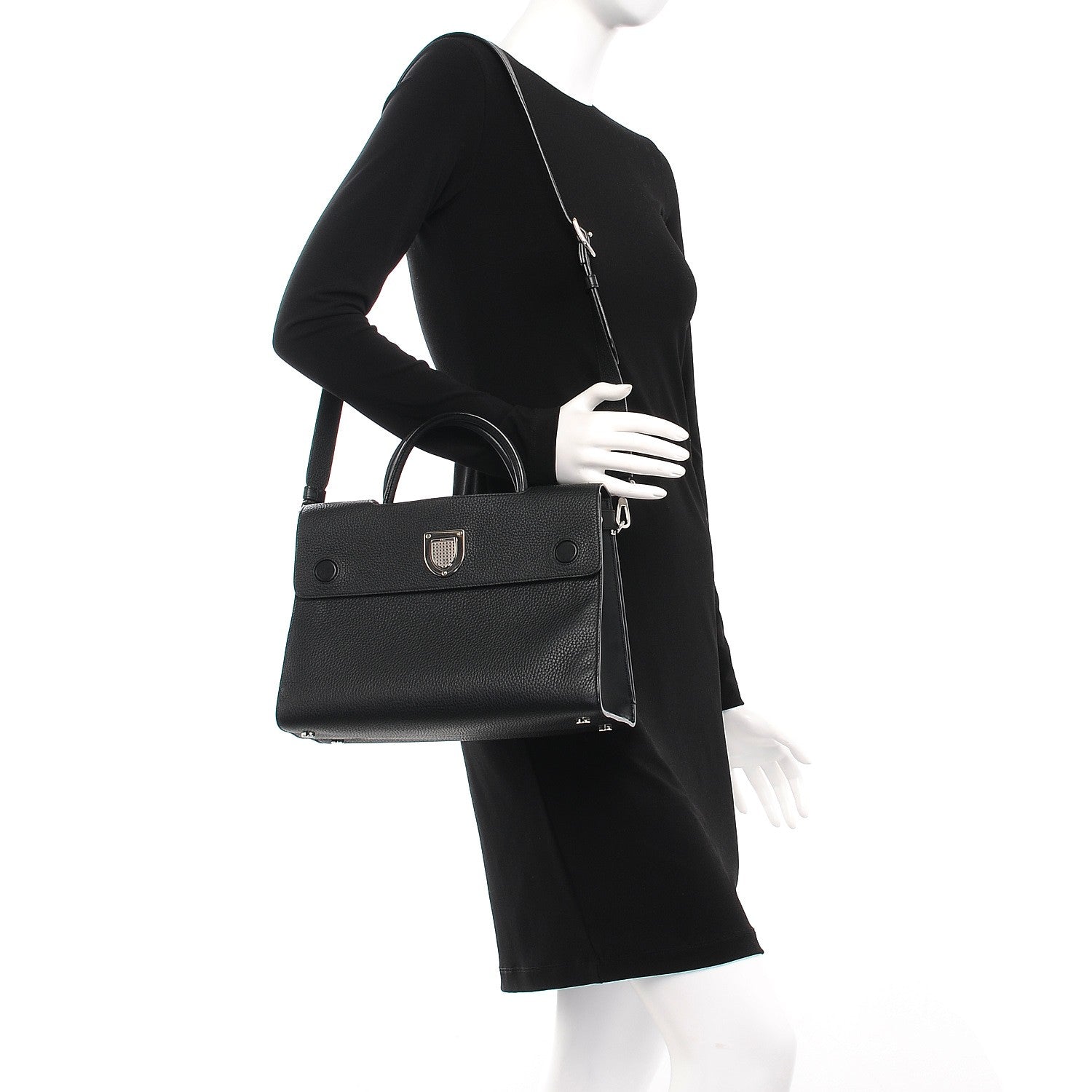 Christian Dior Grained Calfskin Medium Diorever Flap Black 2 of 7