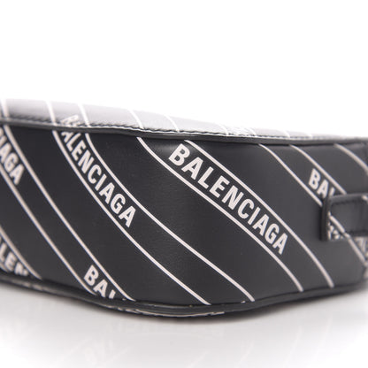 Balenciaga Calfskin Diagonal Allover Logo Print XS Ville Camera Bag Black White 9 of 10