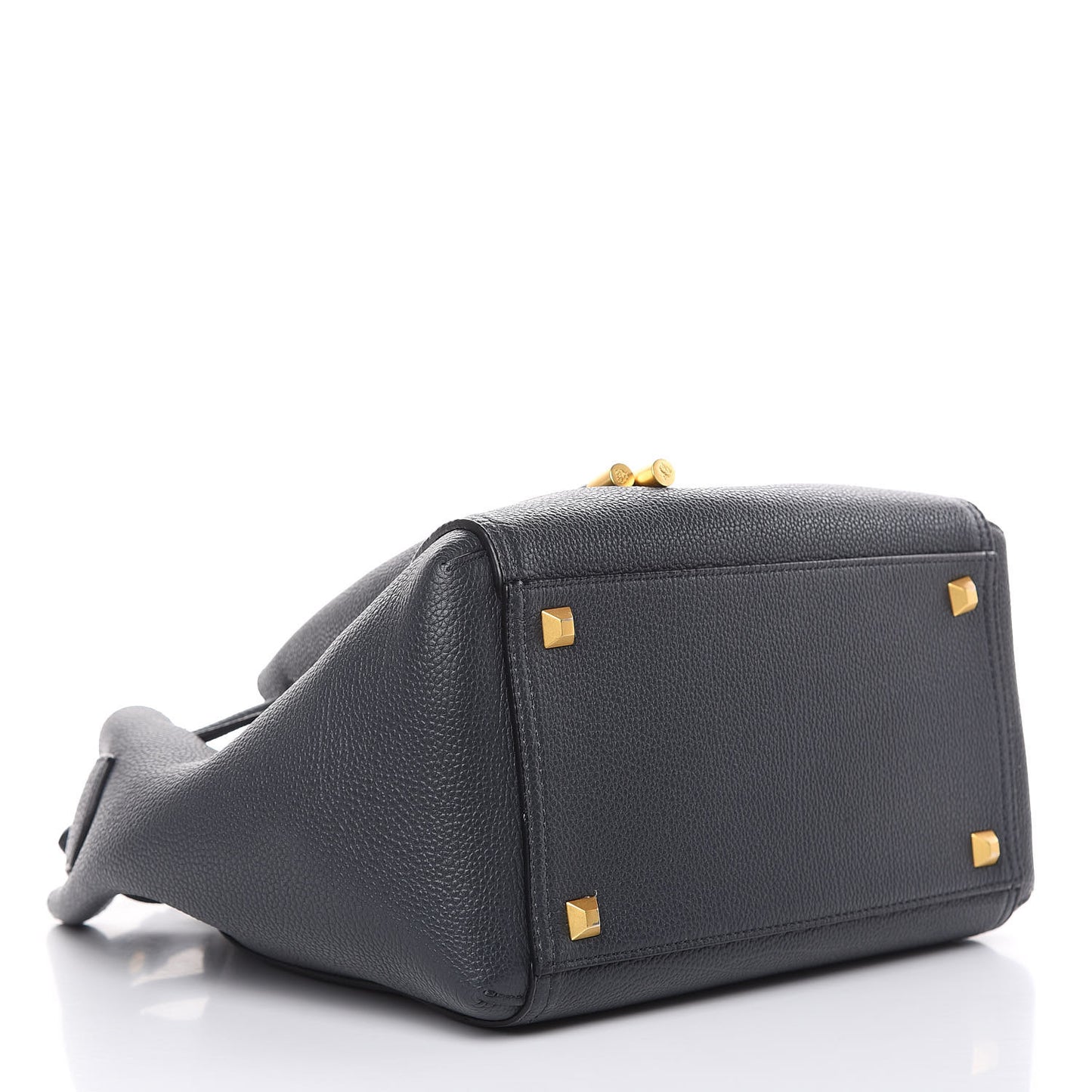 Grained Calfskin Milla Drawstring Bucket Bag Phantom Gray
