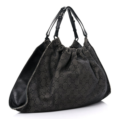 Gucci Denim Monogram Hobo Black 2 of 11