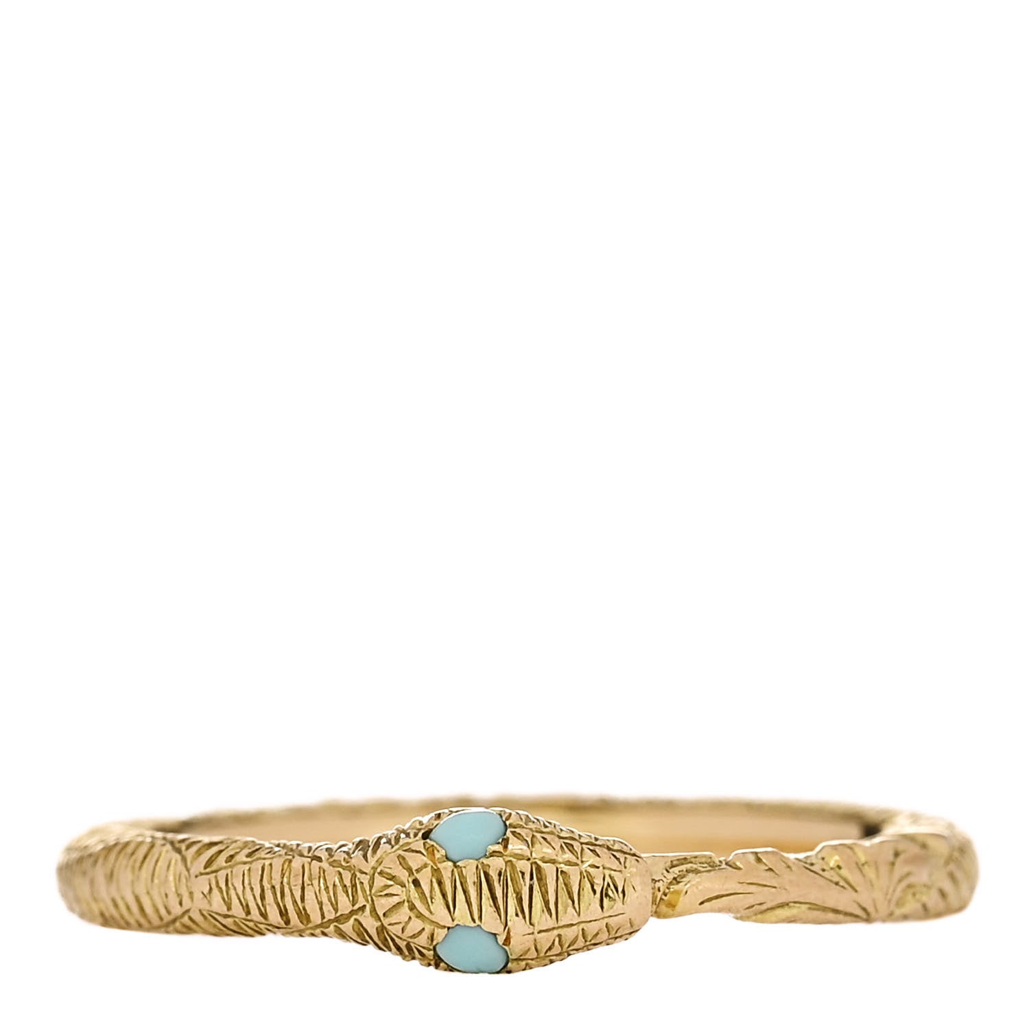 Gucci 18K Yellow Gold Turquoise Ouroboros Snake Ring 49 4.75 1 of 6