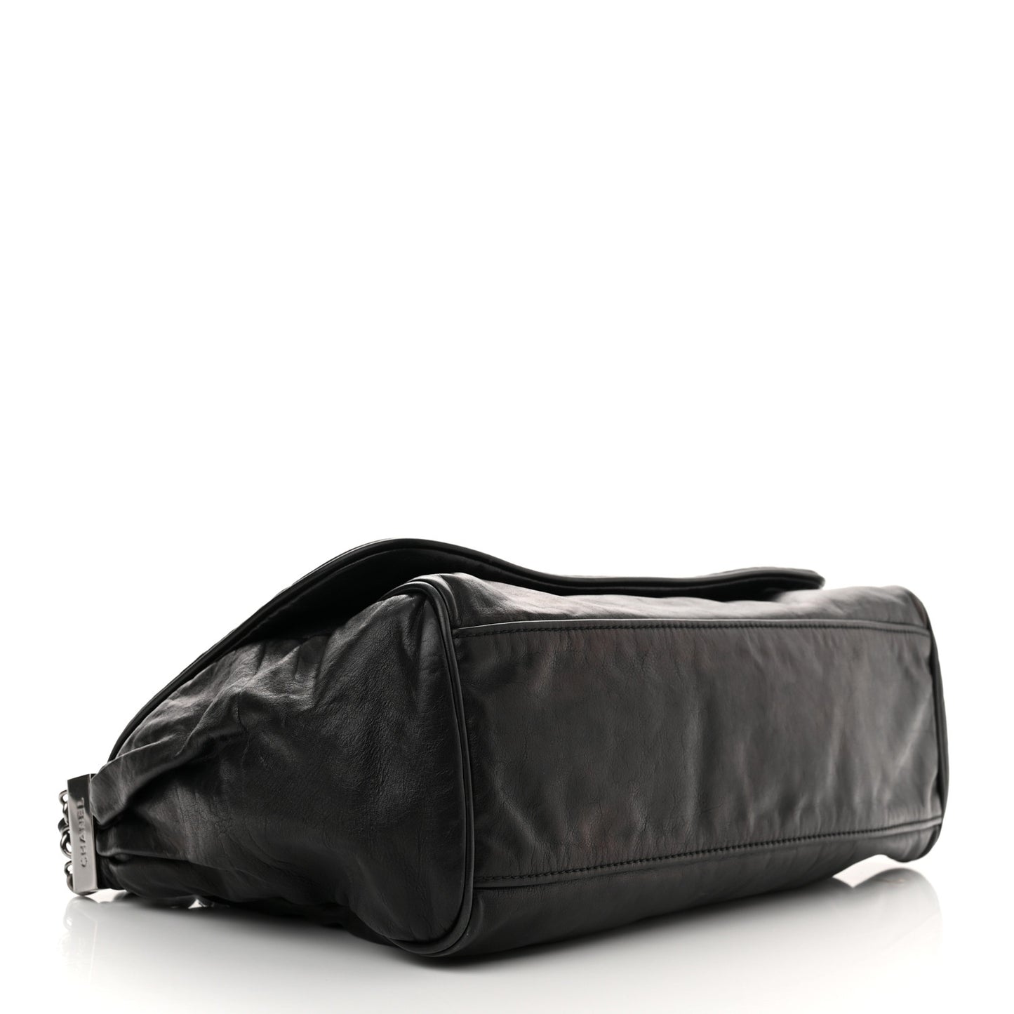 Calfskin Small Rock and Chain Flap Black