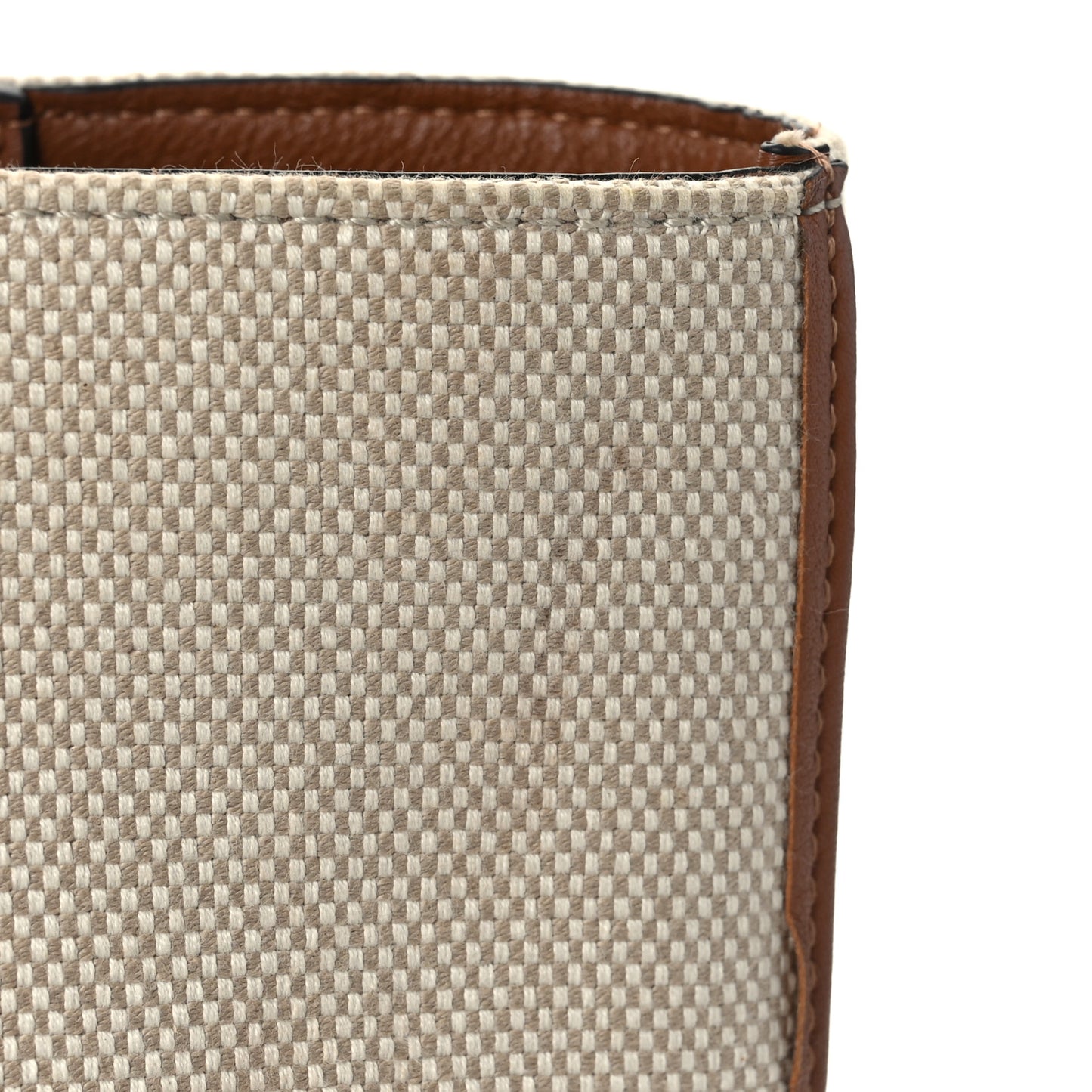 Canvas Calfskin Small Anagram Tote Ecru Tan