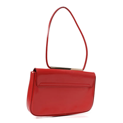 Gucci Calfskin Metal Bar Handbag Red 3 of 10