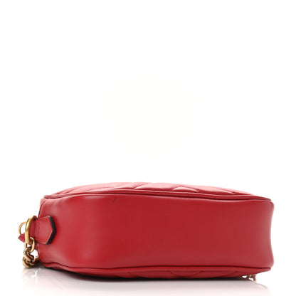 Gucci Calfskin Matelasse Mini GG Marmont Chain Shoulder Bag Hibiscus Red 4 of 11