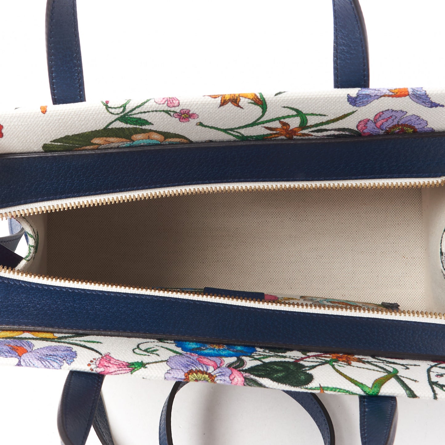 Canvas Medium Flora Tote White Multicolor Blue Agata