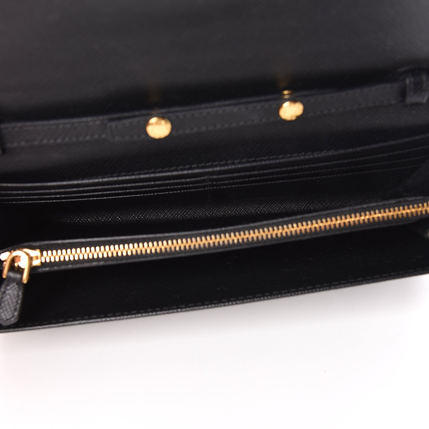 Prada Saffiano Metal Oro Chain Wallet Black 5 of 8