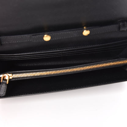Prada Saffiano Metal Oro Chain Wallet Black 5 of 8